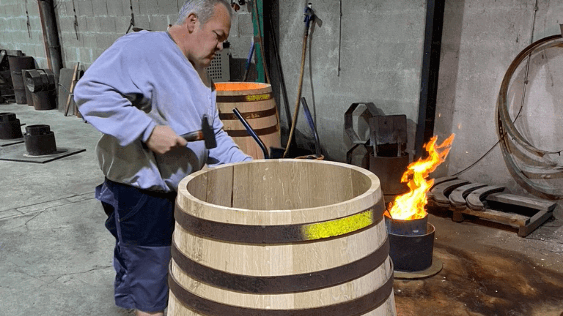 A craftsman at work in a Charentais cooperage.