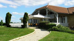 The cognac golf clubhouse in the vineyard, built by the trading houses