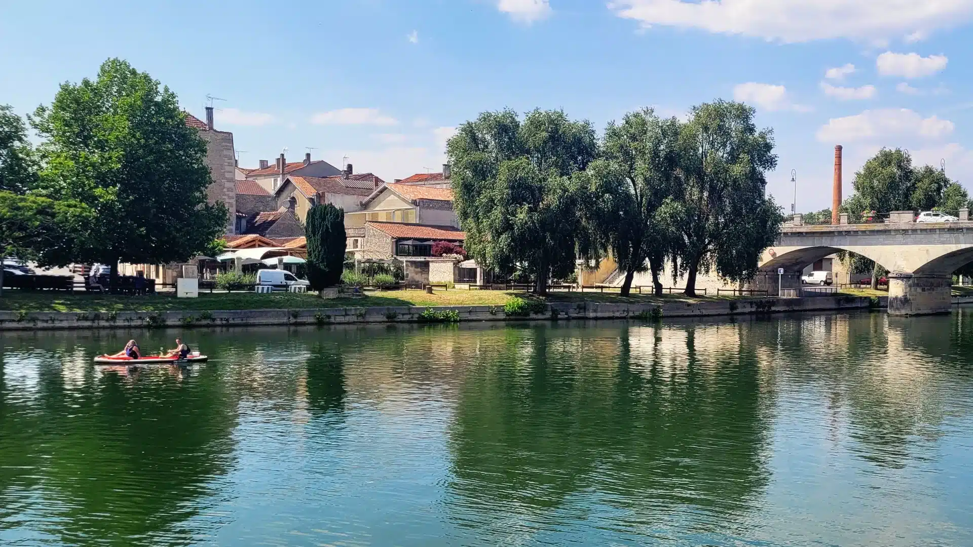 View of the Charente river in Cognac during a Charentes day trip
