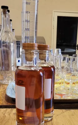Cognac blending workshop with the estate's cellar master